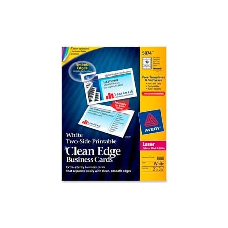 Avery Avery Two-Side Printable Business Card, 2" x 3-1/2", White, 1000 Cards/Pack 5874